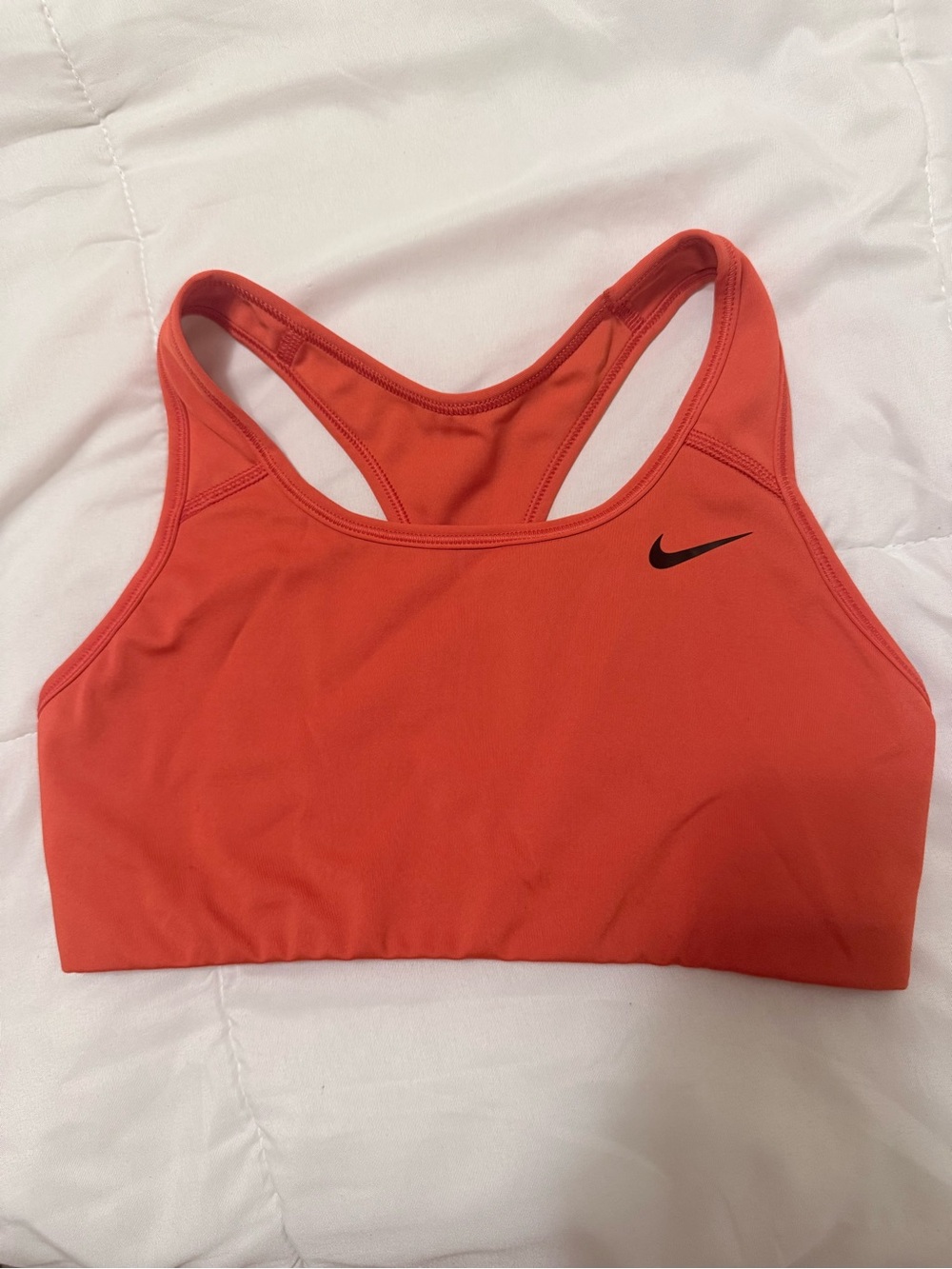 Nike Coral Racerback Sports Bra with Black Swoosh